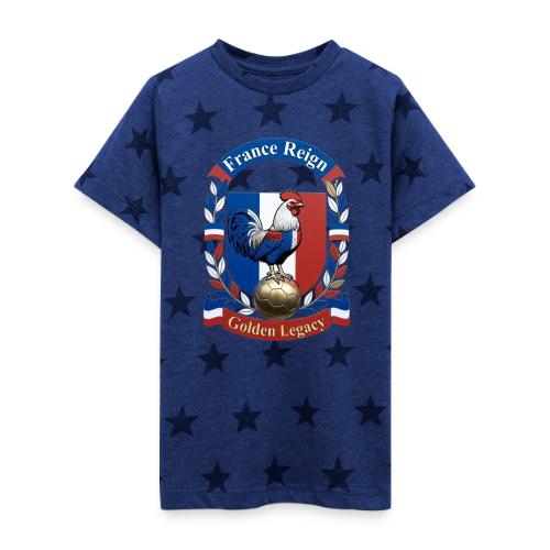 France Rooster Reign T-Shirt, Tricolore Pride Gift - Kid's 5 Star Print T-Shirt