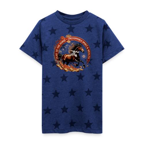 Year of the Horse Fiery Spirit T Shirt, Lunar New - Kid's 5 Star Print T-Shirt