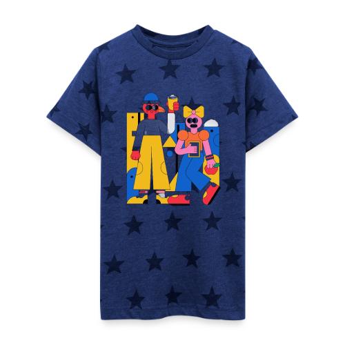Bold Geometric Duo Pop Art - Kid's 5 Star Print T-Shirt