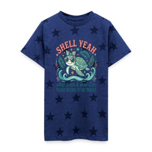 Shell Yeah Sea Turtle Beach Vibes - Kid's 5 Star Print T-Shirt