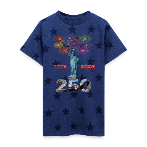 1776 - 2026 | 250 Years USA | Fireworks - Kid's 5 Star Print T-Shirt