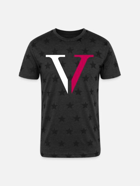 Low5ive "V" - Unisex Adult Star Printed T-Shirt - charcoal star