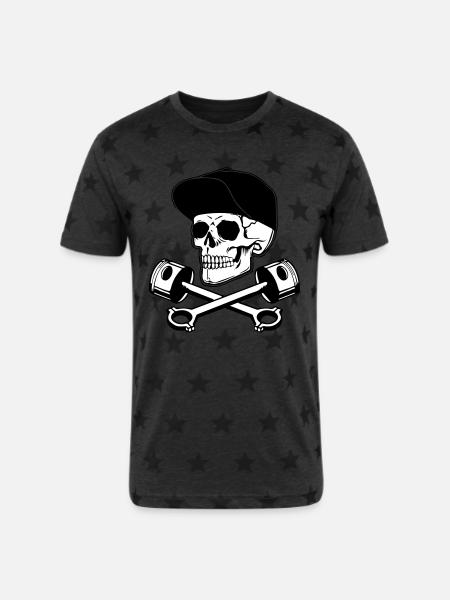 Skull & Pistons - Unisex Adult Star Printed T-Shirt - charcoal star