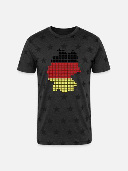 germany - Unisex Adult Star Printed T-Shirt - charcoal star