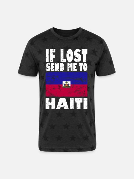 Haiti Flag Saying - Unisex Adult Star Printed T-Shirt - charcoal star