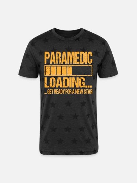 Paramedic Loading Paramedic Gift - Unisex Adult Star Printed T-Shirt - charcoal star