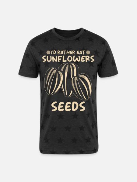 Sunflower Seeds - Unisex Adult Star Printed T-Shirt - charcoal star