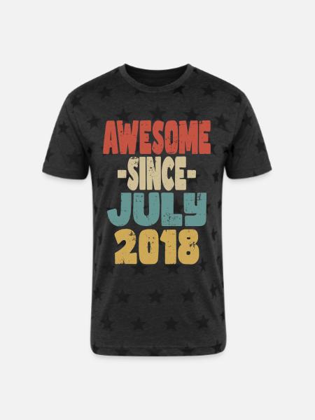 Awesome July 2018 - Unisex Adult Star Printed T-Shirt - charcoal star