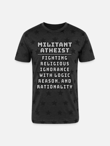 Militant Atheist - Unisex Adult Star Printed T-Shirt - charcoal star