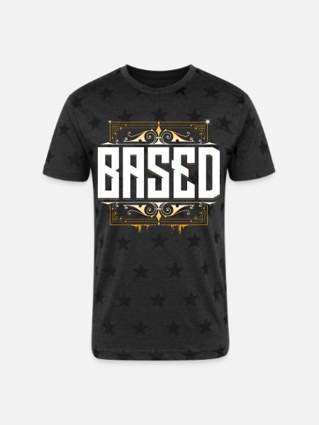 Based - KekW - Omegalul - Twitch - Unisex Adult Star Printed T-Shirt - charcoal star