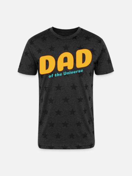 Dad of the Universe - Unisex Adult Star Printed T-Shirt - charcoal star 