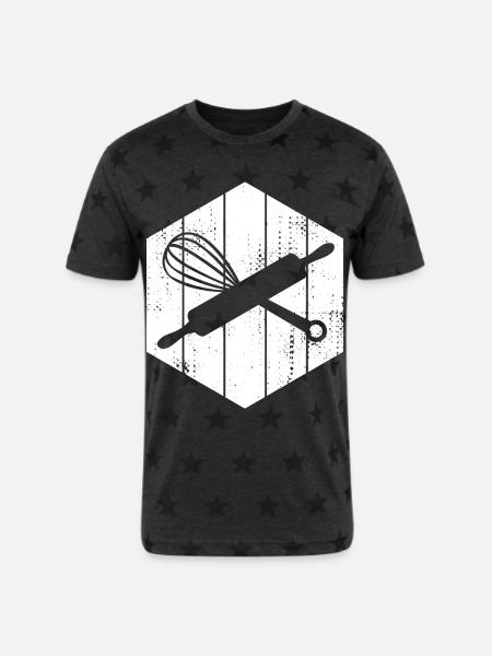 Rolling Pin Hand Mixer - Unisex Adult Star Printed T-Shirt - charcoal star