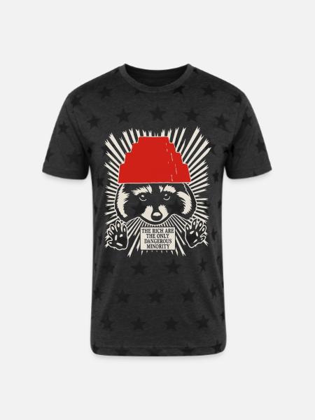 Raccoon DEVO Hat Poster – Bold Political Art Print - Unisex Adult Star Printed T-Shirt - charcoal star 