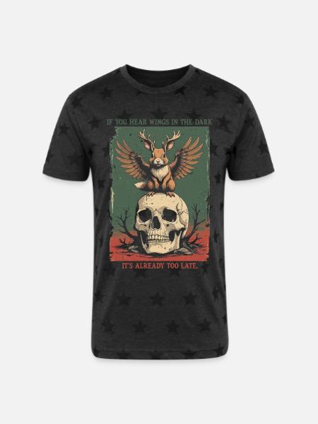 Wolpertinger Creature Mythological Creatures - Unisex Adult Star Printed T-Shirt - charcoal star