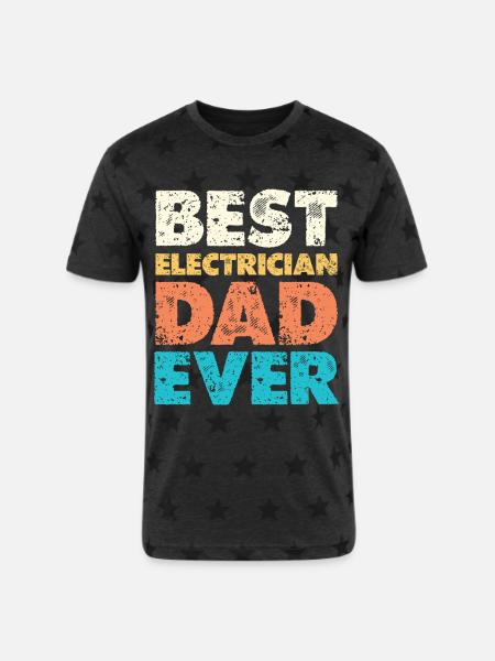 Best Electrician Dad Ever - Unisex Adult Star Printed T-Shirt - charcoal star