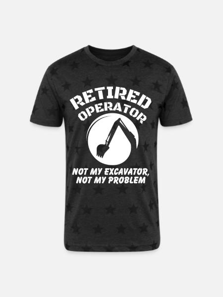 Retired Heavy Equipment Operator - Unisex Adult Star Printed T-Shirt - charcoal star