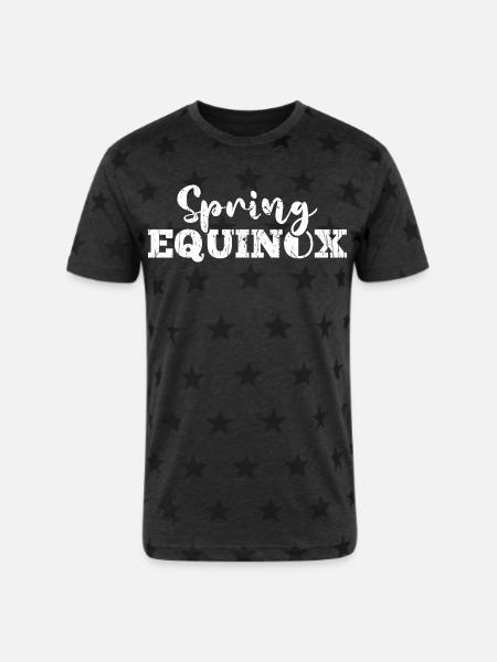 Spring Equinox Floral Script - Unisex Adult Star Printed T-Shirt - charcoal star