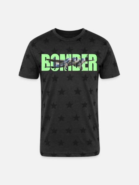 Bomber DH.98 Mosquito - Unisex Adult Star Printed T-Shirt - charcoal star 