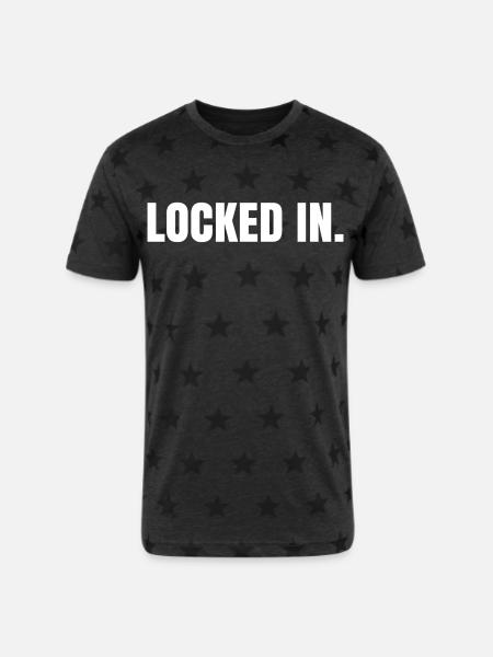 Locked in - Unisex Adult Star Printed T-Shirt - charcoal star