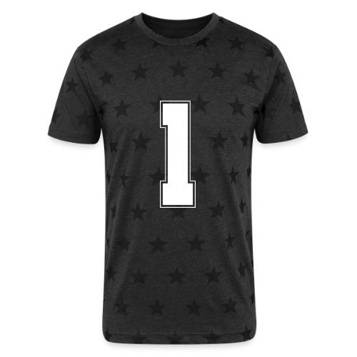 White Number 1 – Varsity Font - Unisex Adult Star Printed T-Shirt