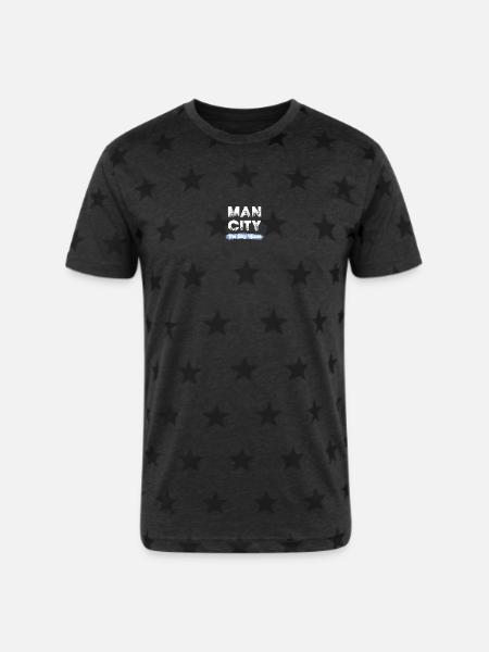 man_city - The Sky Blues - Unisex Adult Star Printed T-Shirt - charcoal star