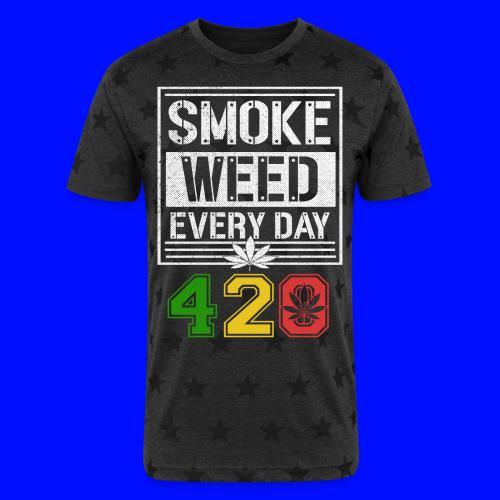 Hysterical 420 Everyday Smoker Weed Marijuana - Unisex Adult Star Printed T-Shirt