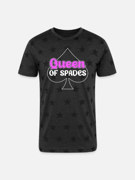 Spades Card Game Player - Unisex Adult Star Printed T-Shirt - charcoal star
