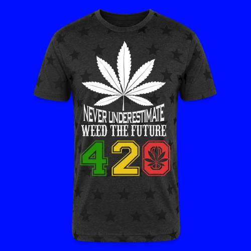 Chuckling 420 Future of Herb Weed Marijuana Design - Unisex Adult Star Printed T-Shirt