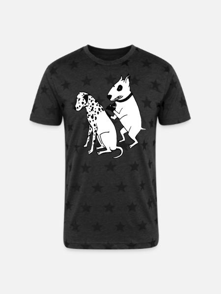 DALMATIAN DOG, TATTOO - Unisex Adult Star Printed T-Shirt - charcoal star 
