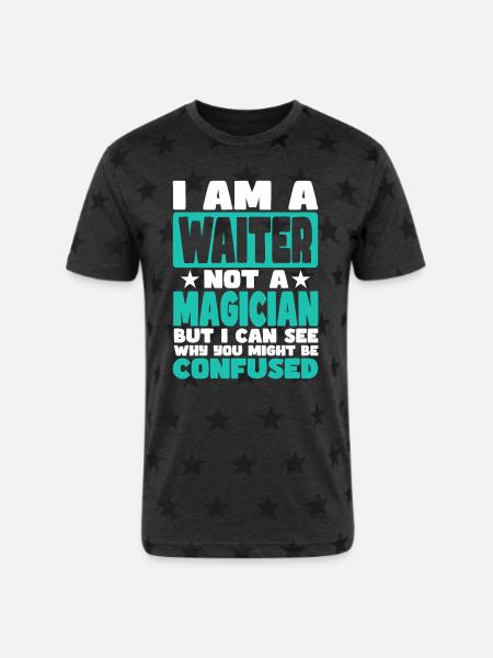 Waiter - Unisex Adult Star Printed T-Shirt - charcoal star