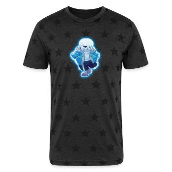 Sans - Undertale - Unisex Adult Star Printed T-Shirt - charcoal star  - Front