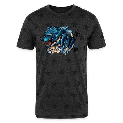 Blue Wolf Graffiti Street Art - Unisex Adult Star Printed T-Shirt