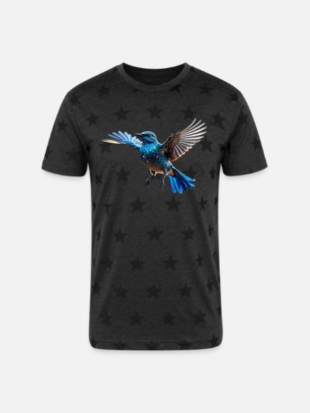 Beautiful bird - Unisex Adult Star Printed T-Shirt - charcoal star 