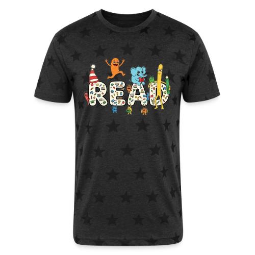 Whimsical READ Kids Cartoon - Unisex Adult Star Printed T-Shirt