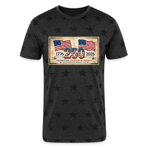 USA 250th Anniversary Flags Emblem - Unisex Adult Star Printed T-Shirt