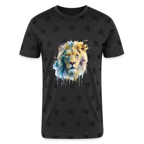 Splash-Art Lion Face - Unisex Adult Star Printed T-Shirt