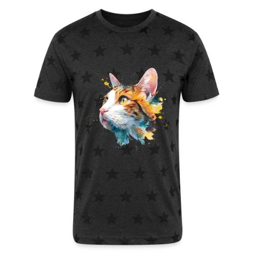 Cat: Feline Ink Burst - Unisex Adult Star Printed T-Shirt