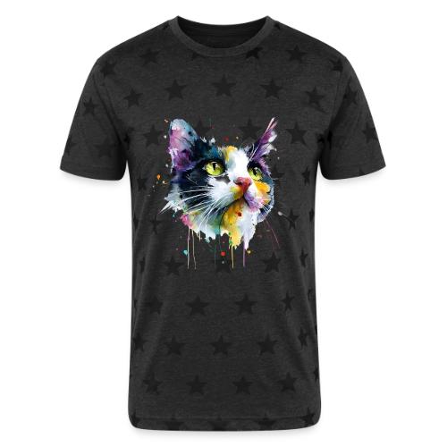 Cat: Painted Purr Expression - Unisex Adult Star Printed T-Shirt