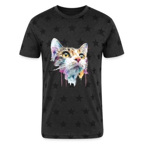Chromatic Cat Splash - Unisex Adult Star Printed T-Shirt