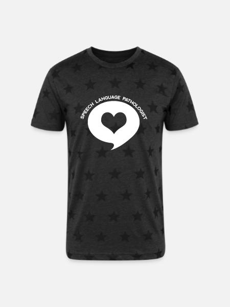 Speech Language Pathologist Heart Shirt - Unisex Adult Star Printed T-Shirt - charcoal star 