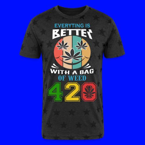 Comic 420 Better Herb Weed Marijuana Design - Unisex Adult Star Printed T-Shirt