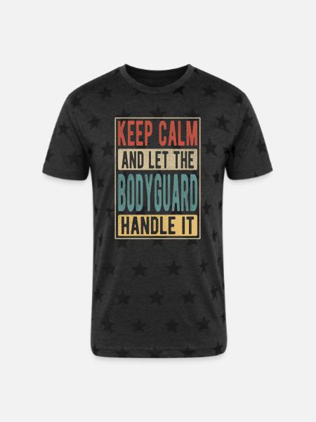 Bodyguard Retro Gift - Unisex Adult Star Printed T-Shirt - charcoal star