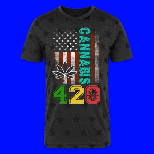 Amusing 420 American Herb Weed Marijuana Design - Unisex Adult Star Printed T-Shirt