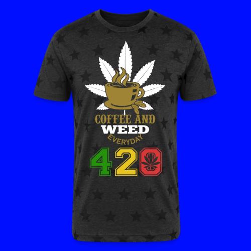 2024 420 Coffee & Smoke Weed Marijuana Design - Unisex Adult Star Printed T-Shirt