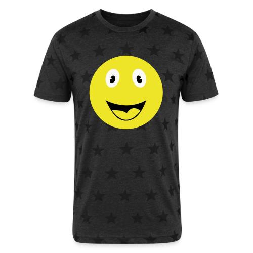 Yellow Happy Face Print - Unisex Adult Star Printed T-Shirt