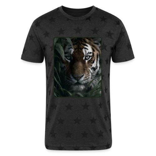Tiger Jungle Eyes Wildlife Design - Unisex Adult Star Printed T-Shirt