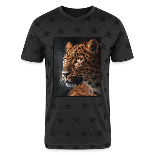 Amur Leopard Face Wildlife Design - Unisex Adult Star Printed T-Shirt