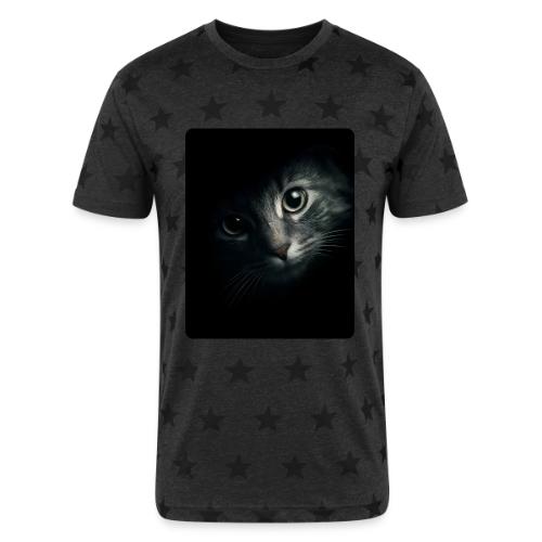 Cat Face in Shadow Close-Up Design - Unisex Adult Star Printed T-Shirt