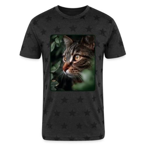 Tabby Cat Jungle Eyes Design - Unisex Adult Star Printed T-Shirt