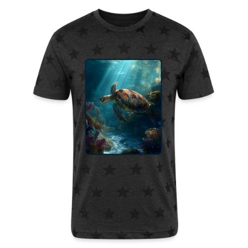 Sea Turtle Coral Reef Design - Unisex Adult Star Printed T-Shirt